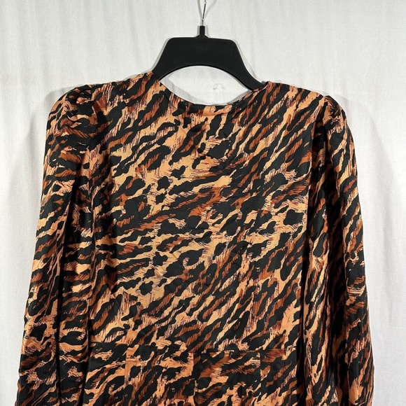 NWT‎ $595 Sandro [ 40 ] Faunie Pintucked Leopard Silk Maxi Dress In Wildcat - Picture 13 of 16